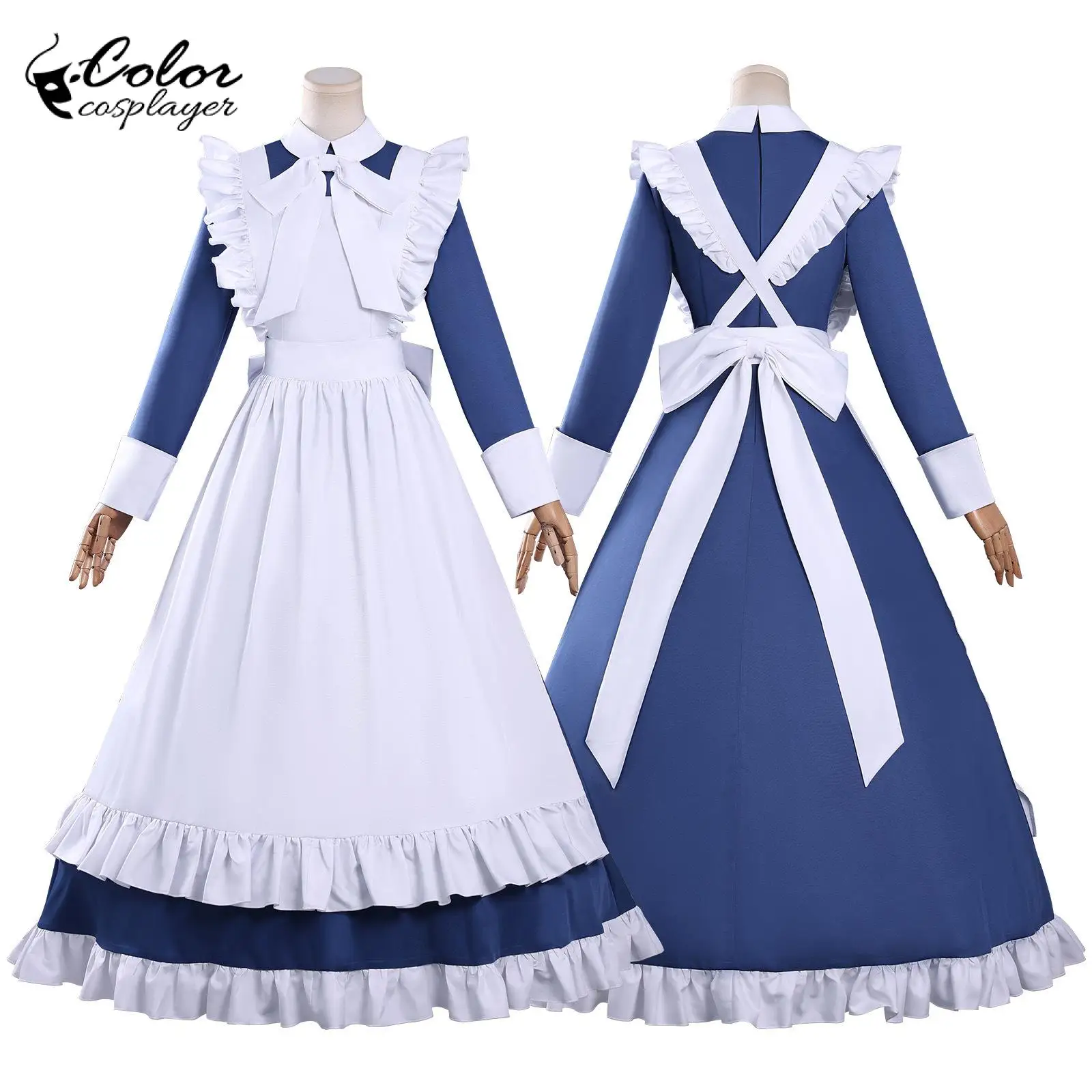 

Mechanical Maid Dress Anime Mary Cosplay Costume Comic Con Long Gown Blue Robe Women Lolita with Apron Festival Party Outfit