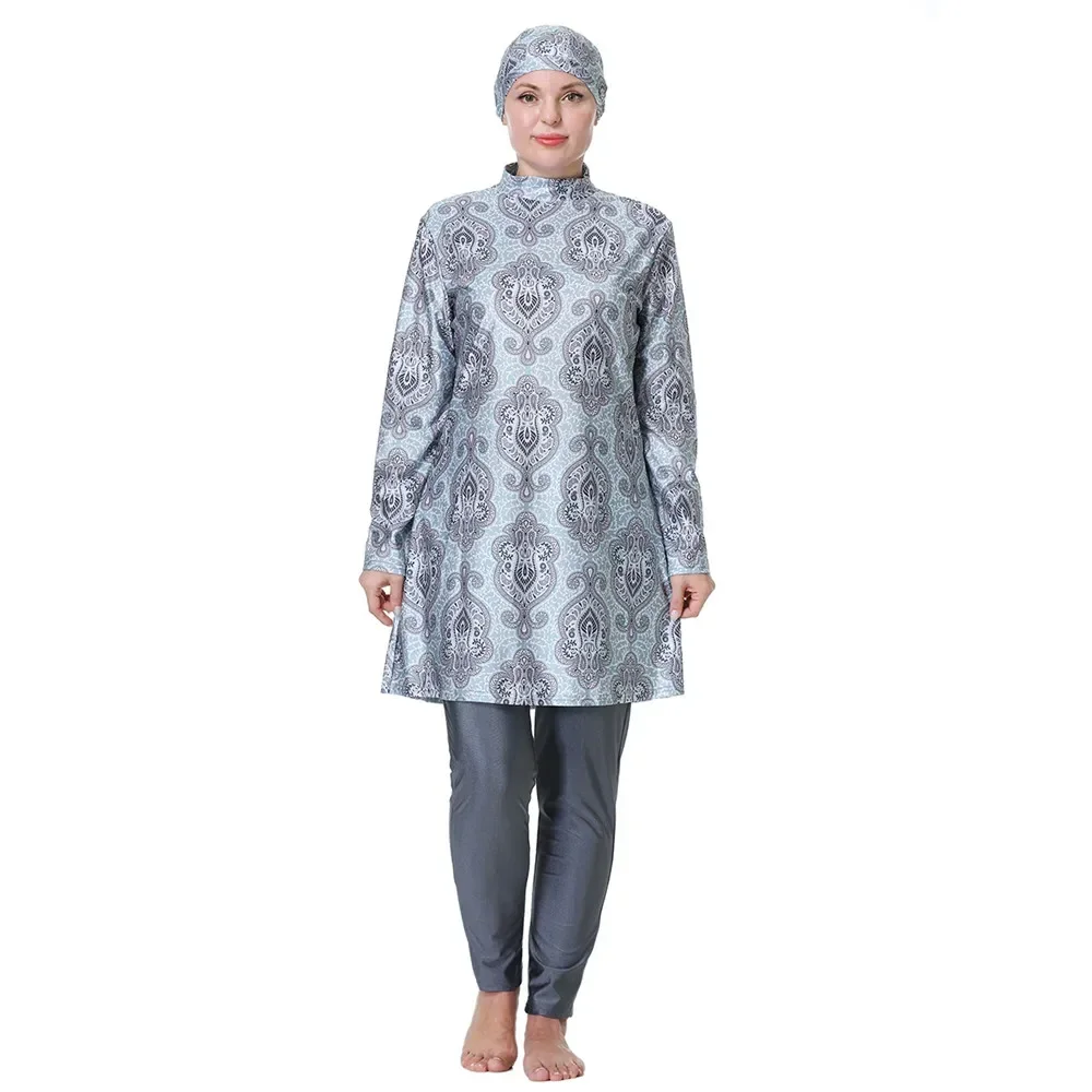 Muslimische Bademode Islam Frauen Modest Hijab Plus Größe Burkinis Femme Musulmane Schwimmen Badeanzug Strand Volle Abdeckung Badeanzug 3PCS