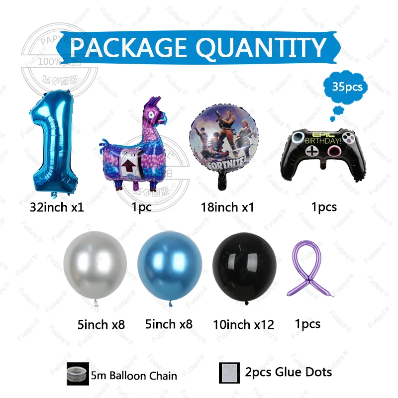 لعبة فيديو Fortnitions Boy أول حفلة عيد ميلاد الديكور الكرتون الألبكة اللاما استحمام الطفل الاطفال المفضلة لوازم الحفلات 2025