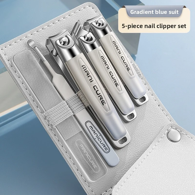 Professional Premium 5Pcs Sharp Gradient Stainless Steel Nail Clippers Kit, Angled Ear Pick Manicure Pedicure Portable Tools view 5