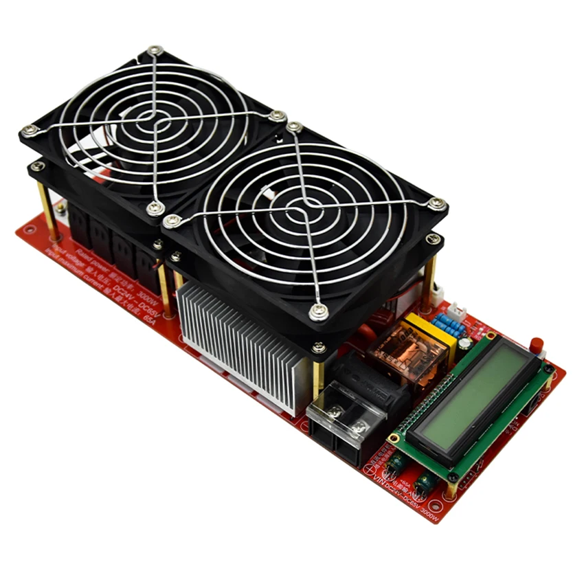 3000W 55A ZVS High Frequency Induction Heater Module Flyback Driver Heater Good Heat Dissipation + Coil +pump +Power Adapter