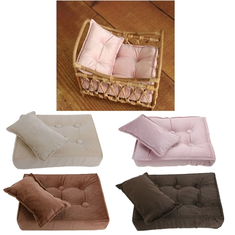 Photography Props Cotton Bedding Posing Mattress for Baby Newborn Photo Basket Stuffed Pillow Photo Backdrop Furniture