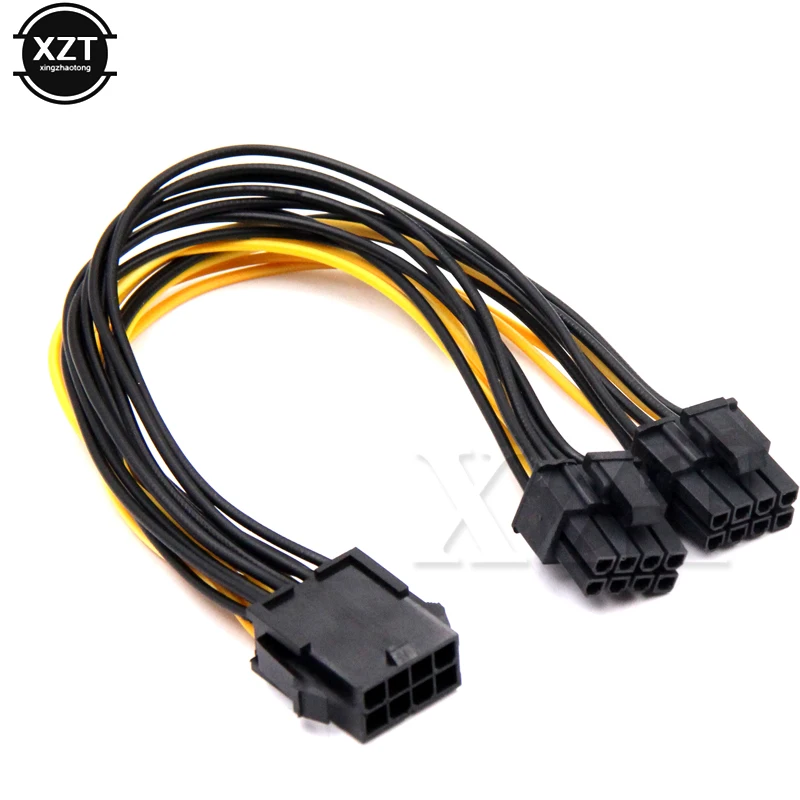 1Pcs PCI-E PCIE 8p Female to 2 Port Dual 8pin 6+2p Male GPU Graphics Video Card Miner Power Extension Cable Cord 18AWG Wire