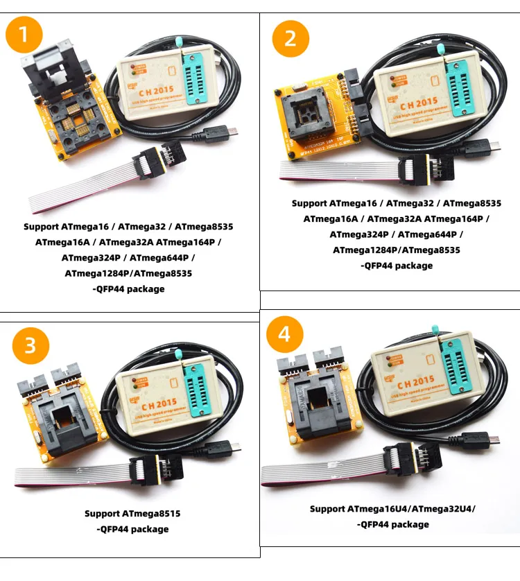 مبرمج USB ذكي عالي السرعة CH2015 + محول QFP44 لـ mega8 mega48 mega64 mega8515 mega32u4