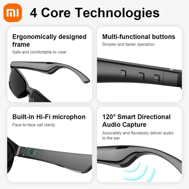 Xiaomi 6K AI Smart Brille Multifunktionale Kamera Bluetooth Anruf Sprachassistent Musik Player Übersetzen Photochrome HD Brille