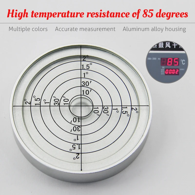 

Универсальный Уровень 6012, высокая термостойкость, 85 ° C, высокая точность, 10 точек, универсальный металлический алюминиевый круглый уровень, пузырьки