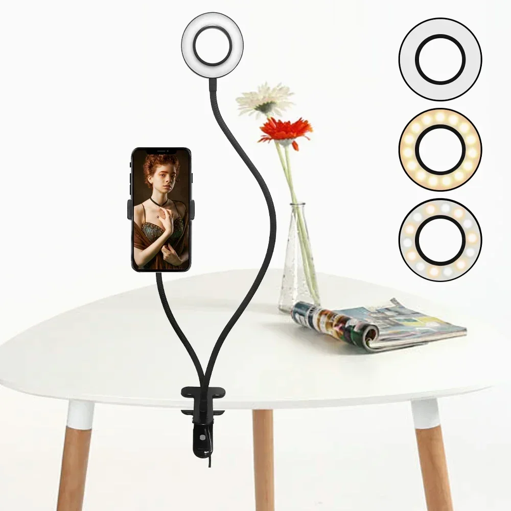 Travor светодиодная кольцевая лампа для селфи с держателем для мобильного телефона для прямого эфира, лампа для макияжа для IPhone Android