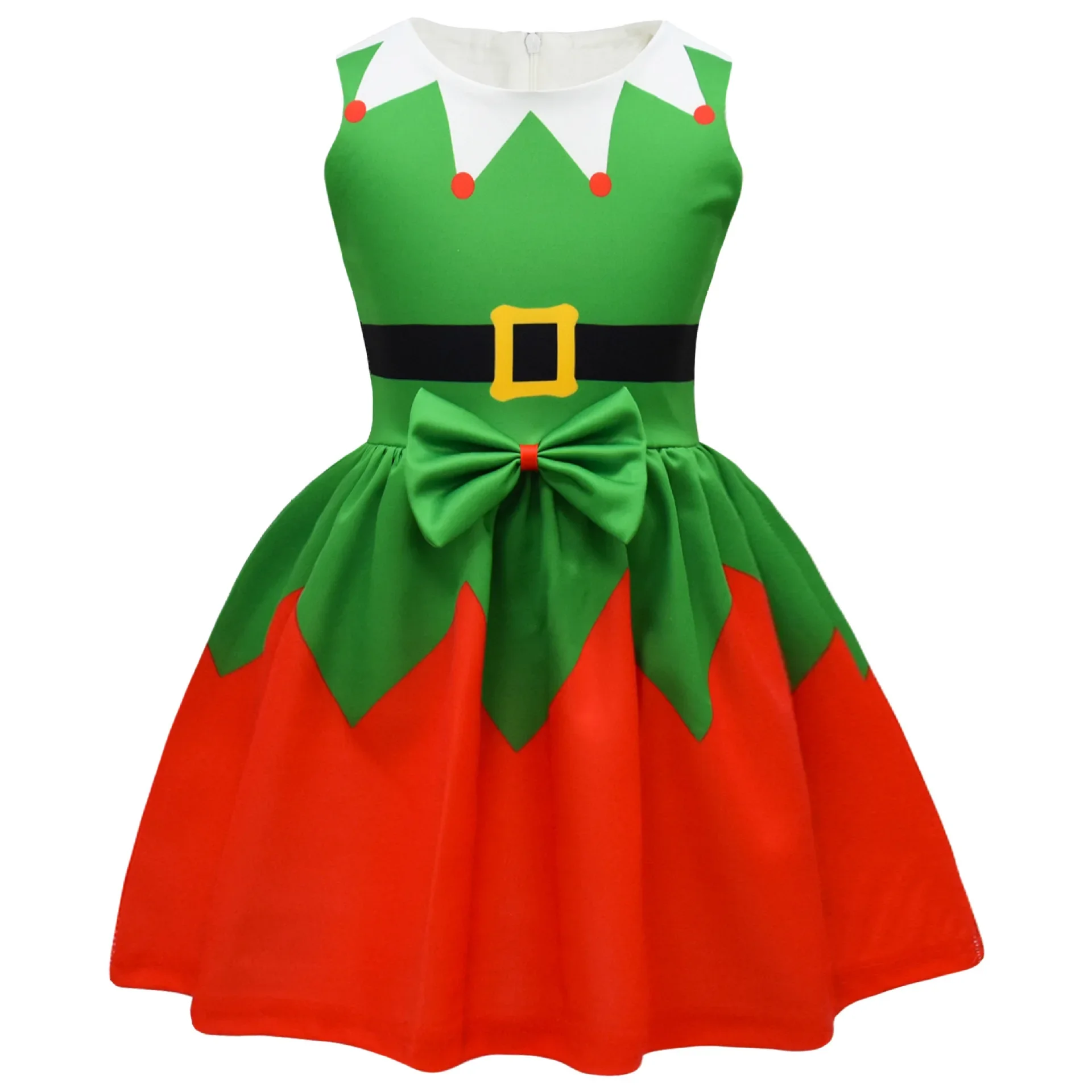 

2024 New Halloween Dress + Christmas Tree Print Bow Skirt Cosplay Girls Dress Children's Clothing Kids Dresses for Girls