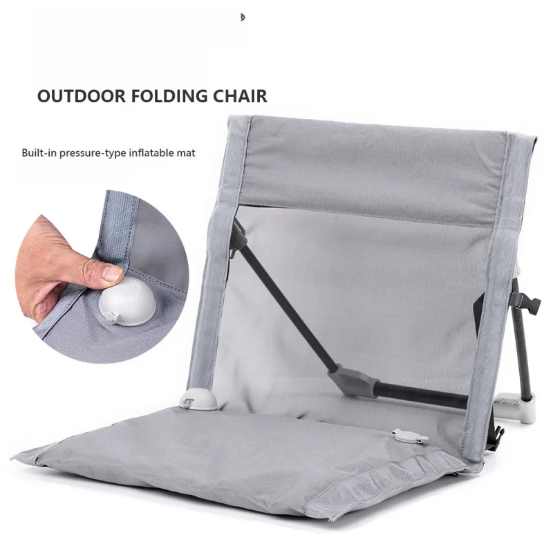 Portable Outdoor Folding Chair Built-in Inflatable Mat Ultralight with Back Support for Camping Travel Beach Chair Lazy Seat