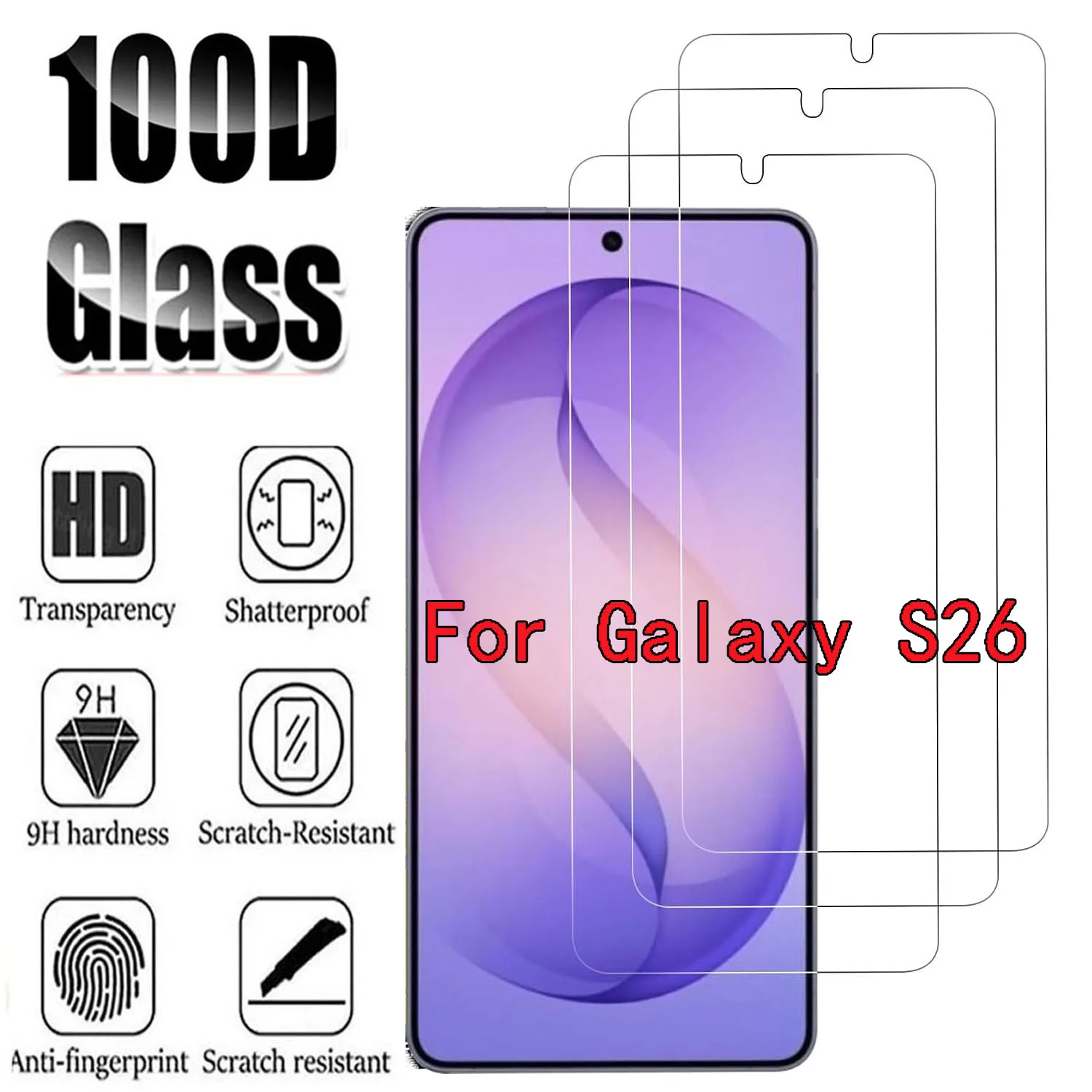 For Samsung Galaxy S26 5G 2/4 PCS Transparent Screen Protector Thin HD Tempered Glass