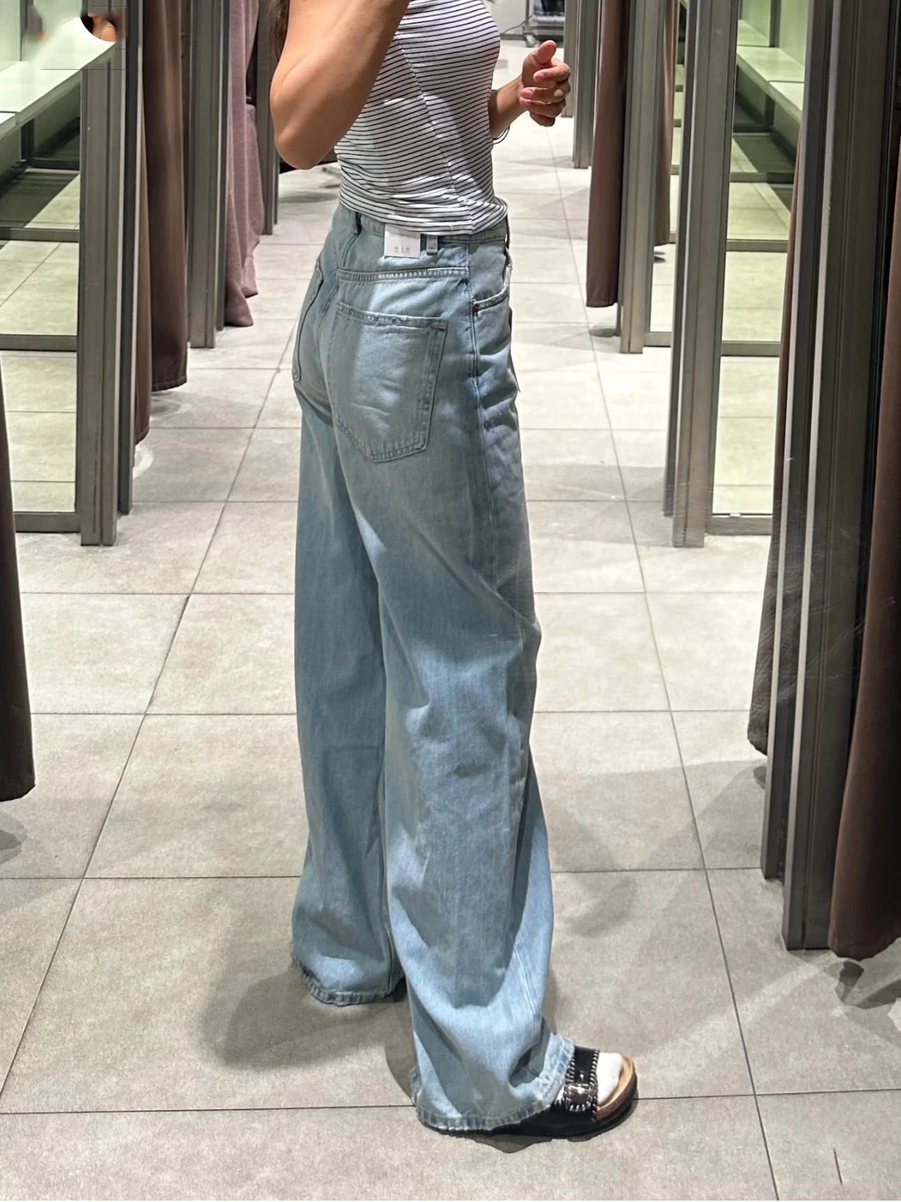 กางเกงยีนส์ทรงตรงหลวมสไตล์อเมริกันย้อนยุค SUMU สำหรับผู้หญิง ทรงคลีนฟิต สตรีท สไตล์ เอวสูง ผ้าฝ้ายเดนิม