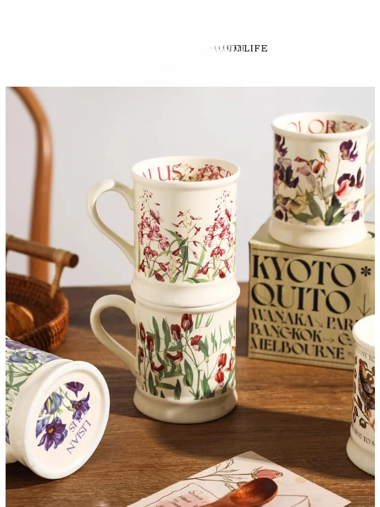 

Retro Cerc Mugs Creative Water Coffee Cups Tianlife Pure Cup Home Dining Utensils Floral Pattern Country Sle China