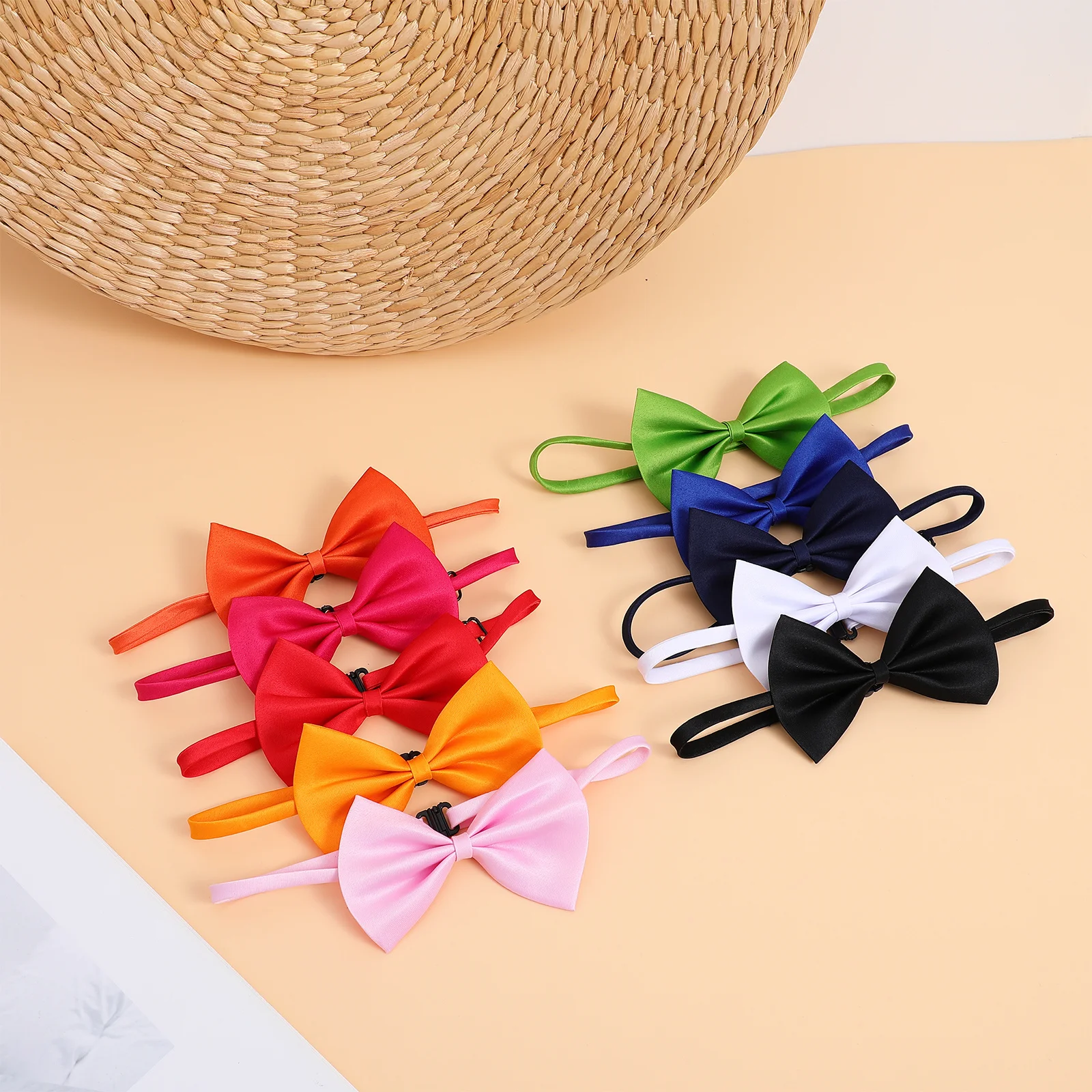 

10Pcs Pet Collar Adjustable Cloth Bow Tie Set for Dogs Cats Puppy Small Medium Pet Accessories Dog Bows Cat Bow Tie