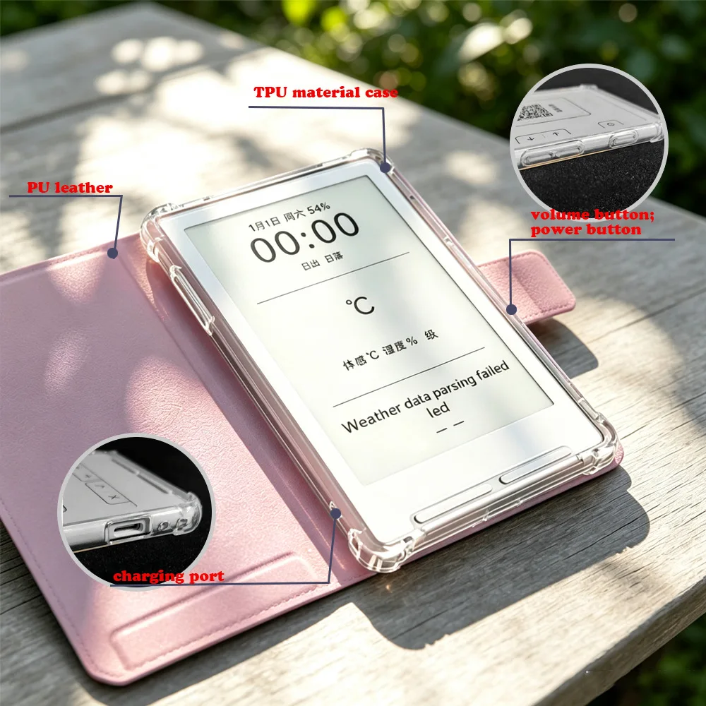 Case for 4.3" Xteink X4 2025 E-Book, Flip Folio Ultra Slim Portable Protective Sleeve with Soft TPU Shell