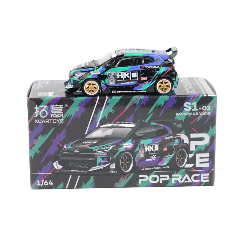 XCARTOYS POPRACE1:64 modelo de coche de aleación fundido a presión, PANDEM GR, YARIS, colección de juguetes para niños, piezas de exhibición decorativas para regalos para niños