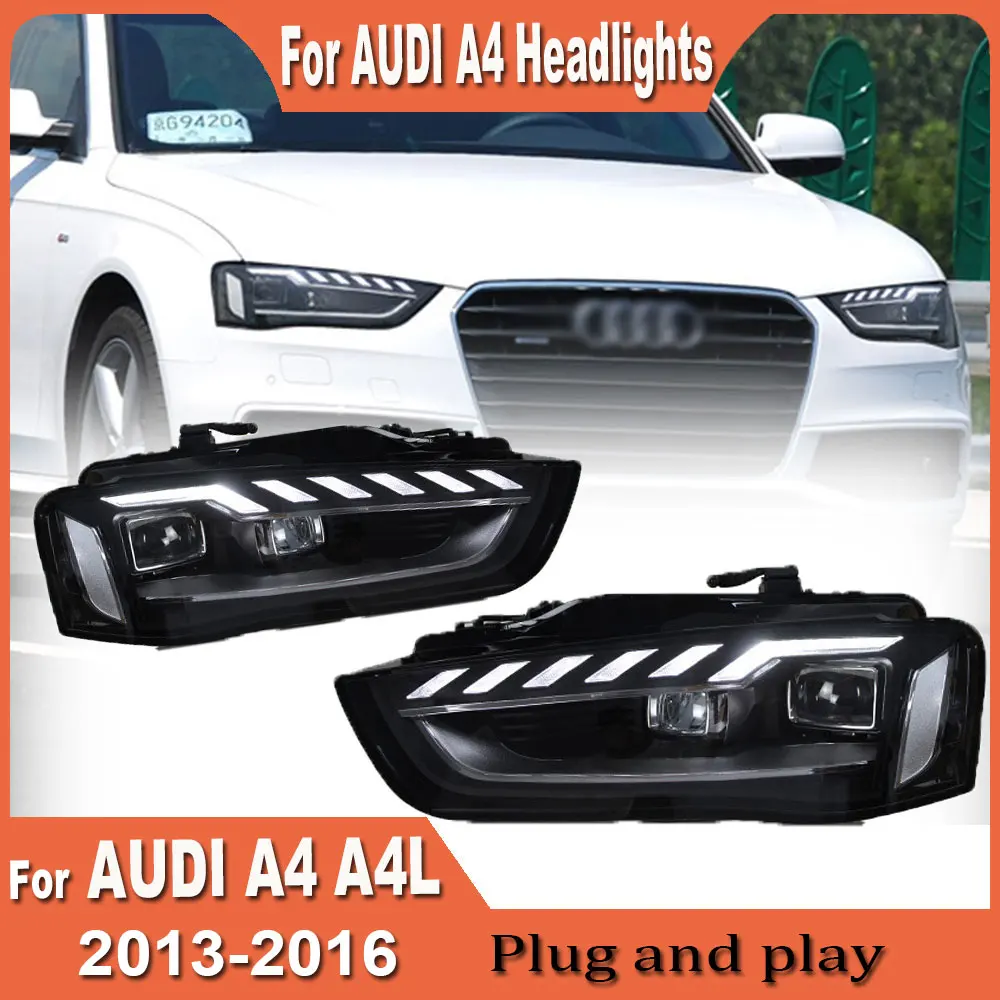 1 pair Car Styling Head Lamp for Audi A4 Headlights 2013-2016 A4 B8 LED Headlight Projector Lens DRL Signal Auto Accessories