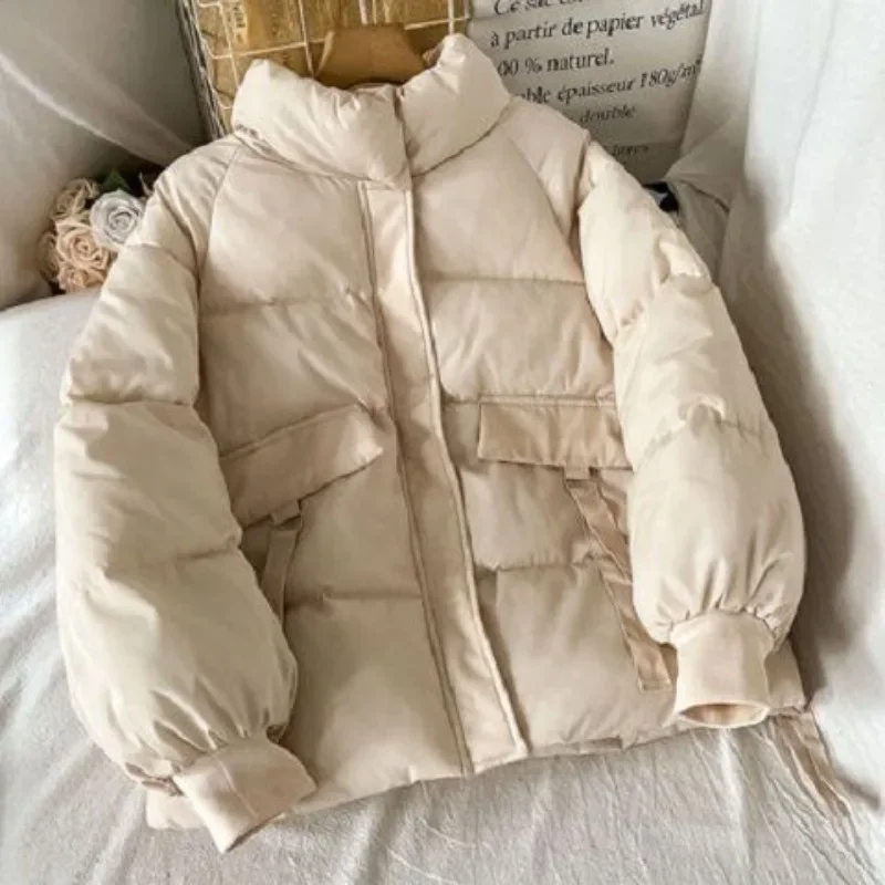 

Короткие стильные парки, женские осенне-зимние новые корейские стильные парки с воротником-стойкой, утепленные модные универсальные уличные повседневные теплые топы