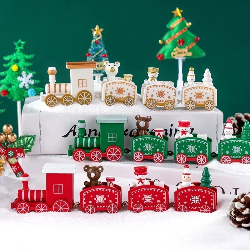 Plastic Christmas Train Ornaments Christmas Children Baking Party Decoration Home Table Xmas New Year Gifts Santa Claus Crafts