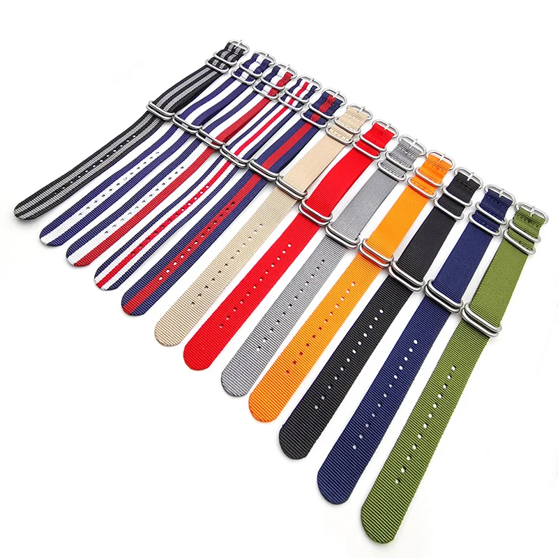 Nylon Nato Canvas Watch Strap for Smartwatch Belt Blue Green Black Bracelet 5 Ring Buckle 18 20mm 22 24mm Accessory Top Quality