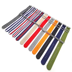 Nato Nylon Canvas Watch Strap for Smartwatch Belt Blue Green Black Bracelet 5 Ring Buckle 18 20mm 22 24mm Accessory Top Quality