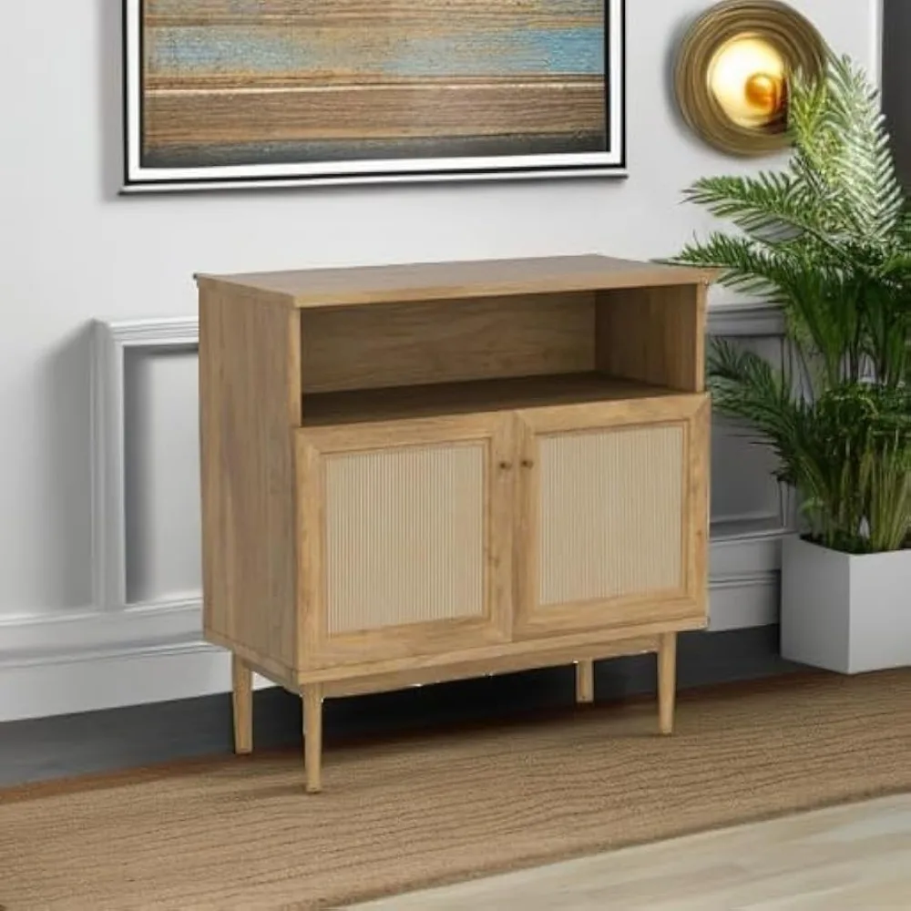 Armadietto portaoggetti in rattan, credenza moderna per buffet con accento Boho, ante per armadietti in rattan naturale, tavolo consolle