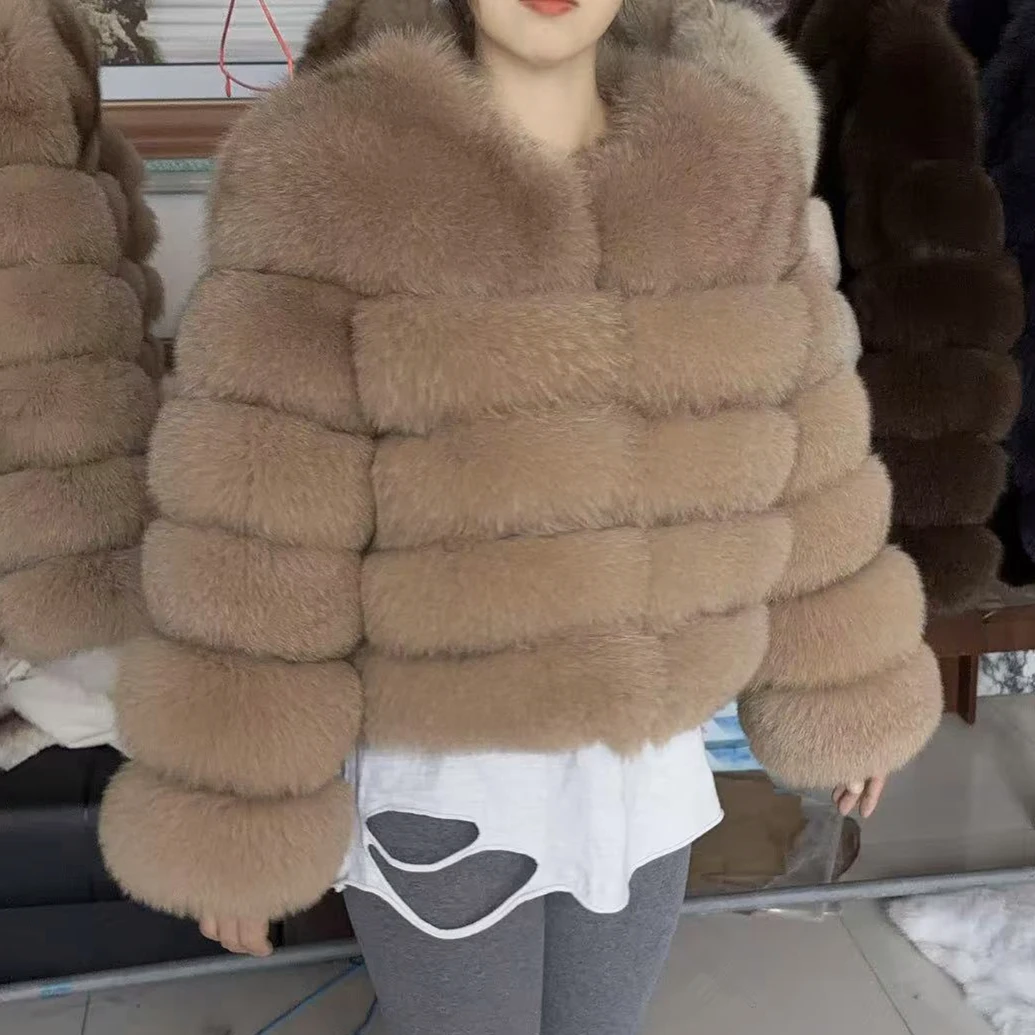 QUEENTINA Vossenbontjas Echte winter Damesmode Bruin 2025, leer en huidkleding Natuurlijk Nieuw in jassen en jacks Bovenkleding