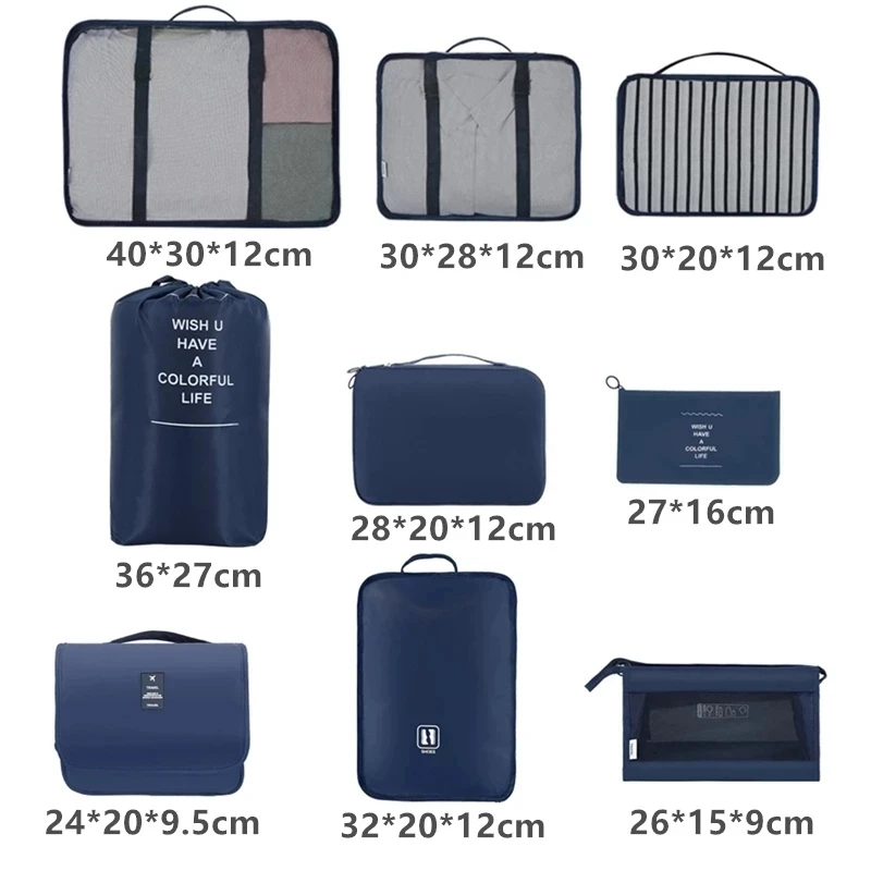 7/8 Pcs Set Travel Organizer Storage Bags Suitcase Packing Set Storage Cases Portable Luggage Organizer Clothes Shoe Tidy Pouch