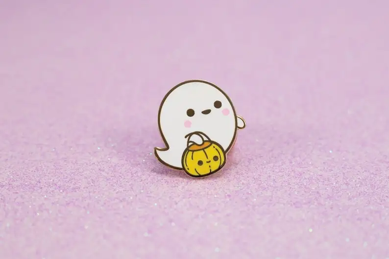 Speckles Ghostie  Kawaii Halloween Hard Enamel Pin