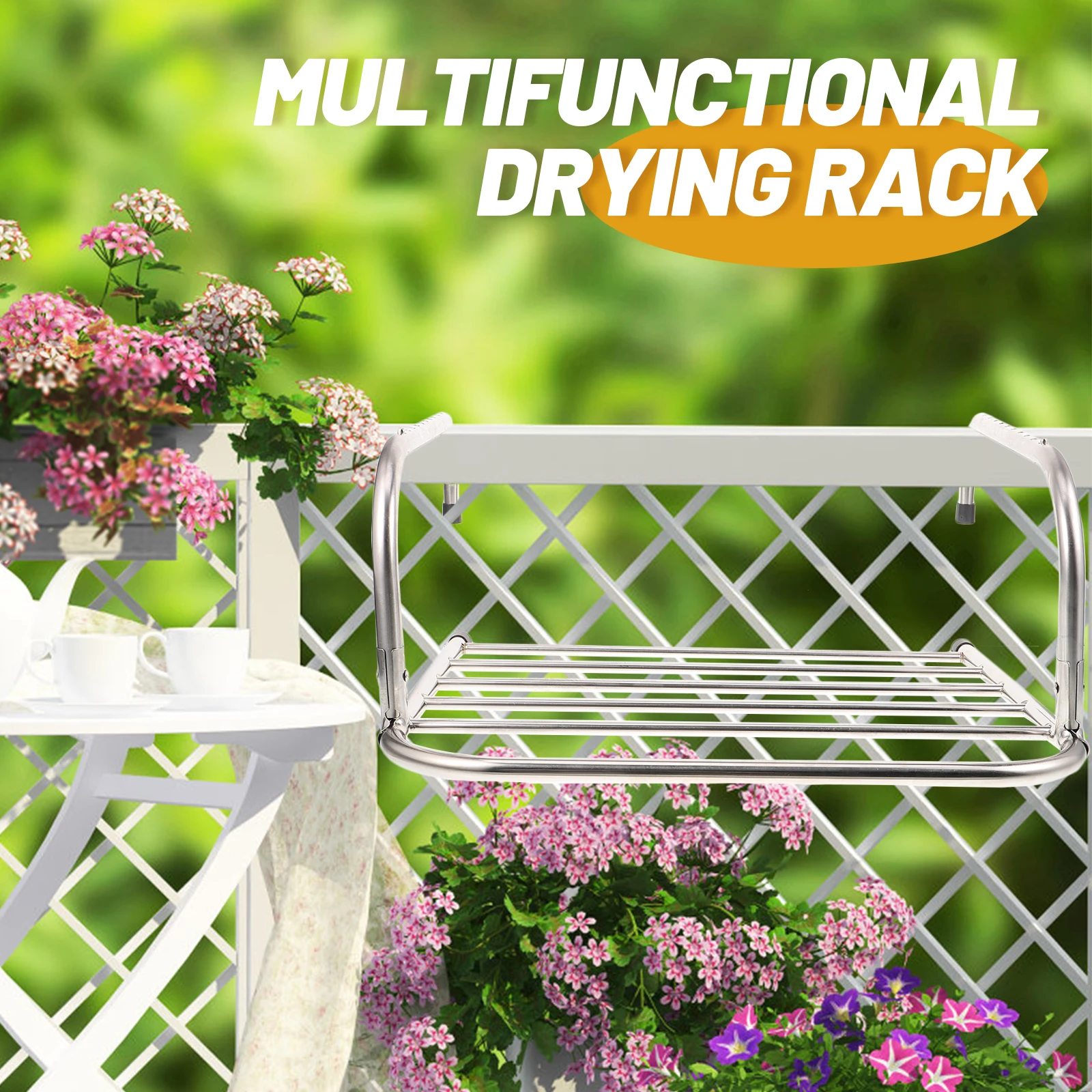 

Folding Stainless Steel Drying Rack Retractable Anti-Rust Sturdy Space-Saving Portable Foldable Indoor Outdoor Shoes Towels