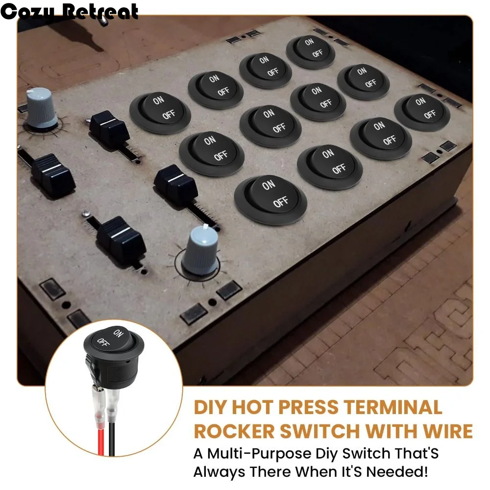 

Миниатюрный 2-контактный круглый тумблер 12 В постоянного тока, черный, с клеммами 15 см, 2-позиционный, SPST, для лодок и морского применения
