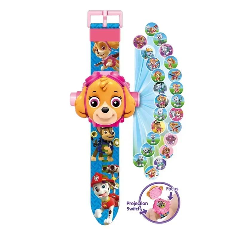 Montre originale Paw Patrol pour enfants, figurines de chien de dessin animé, bracelet de projection 3D, Chase Marshall Rocky, jouets pour enfants,