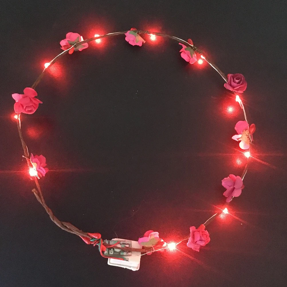 

6pcs Glowing Wreath Headdress Birthday Crown Women Party Headband Flower Wreath Headband Hair Accessories