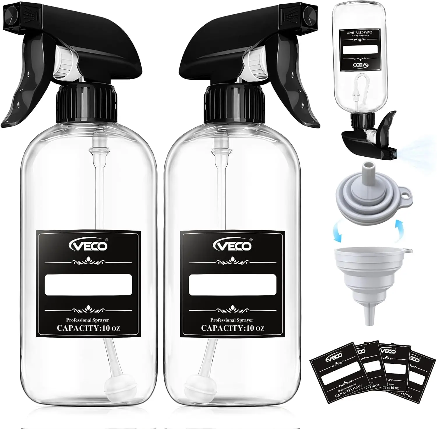 

360° Spray Bottles 2-Pack 10oz – Adjustable Nozzle, Leak-Resistant for Cleaning, Plants, Hair & Pet