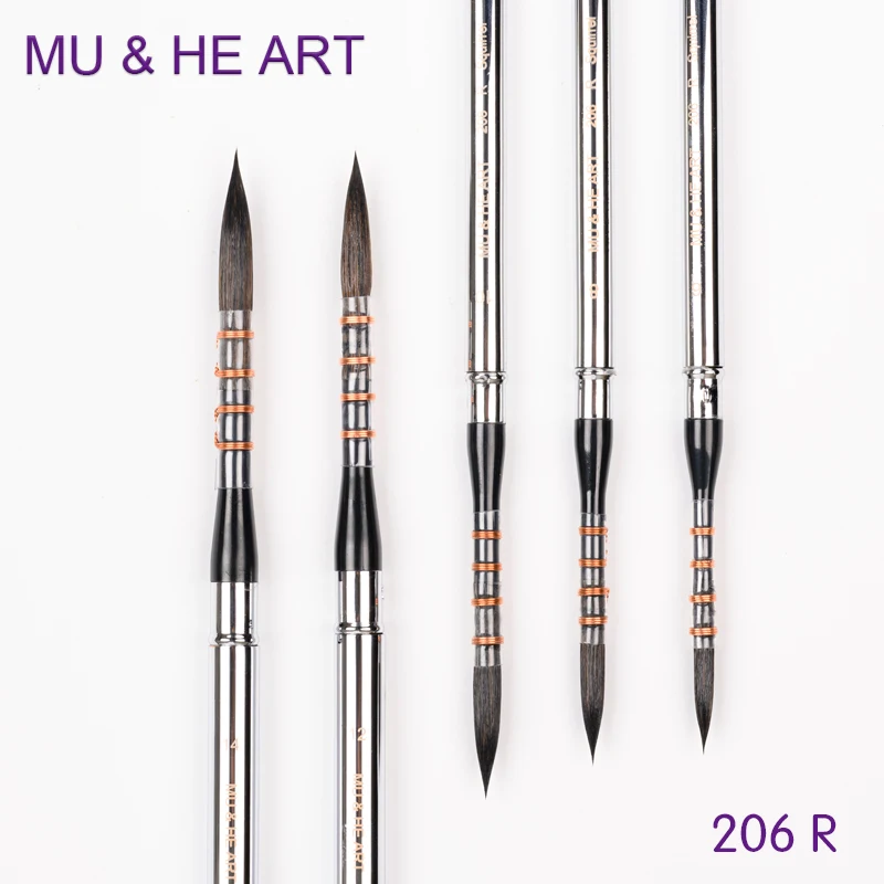 

Travel Mini Pen Squirrel Hair Mixed Artist Watercolor Painting Brush Tool Nickel Plated Brass Cap Round Head 206R MU HE ART