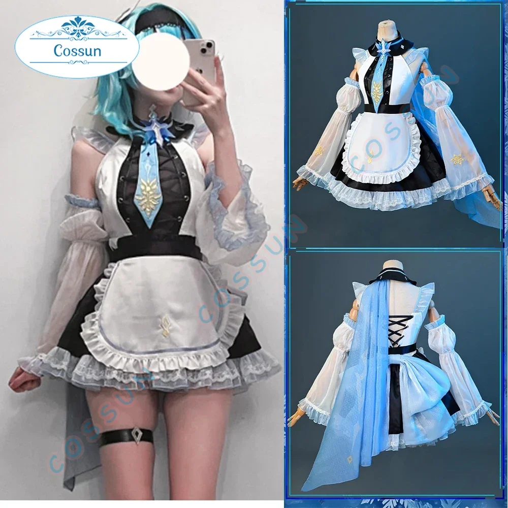 Game Genshin Impact Eula Cosplay Costume Eula Women Maid Fanart Dress Role Play Outfit Fullset Suit