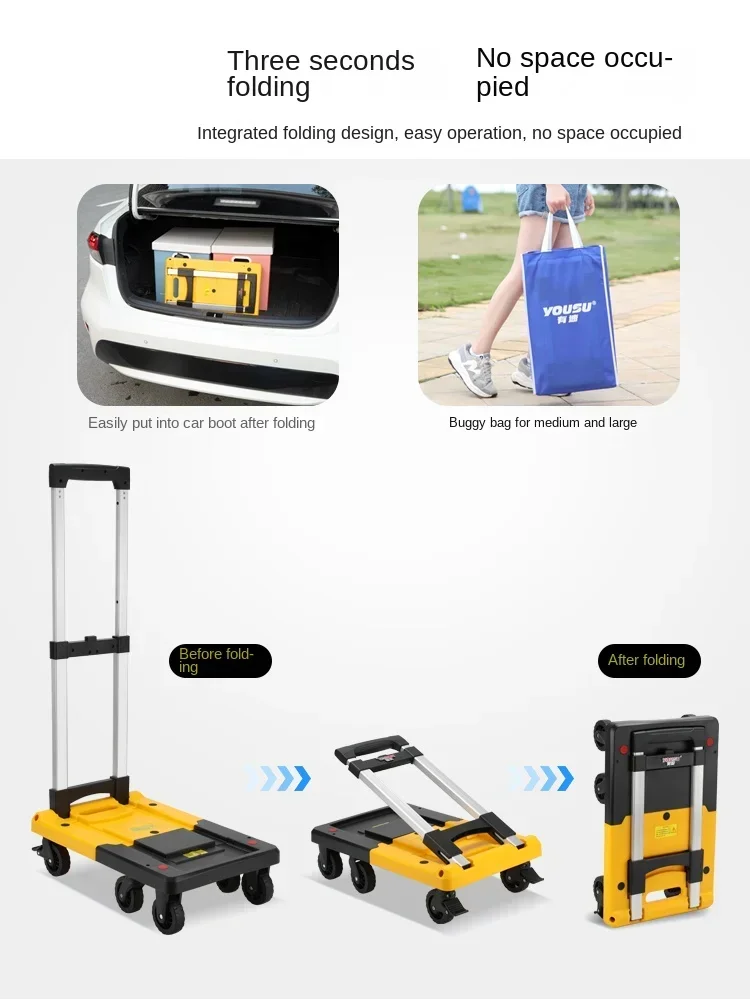 Remorque à Main Pliante pour Ménage, Chariot de Courses, Bagages Express