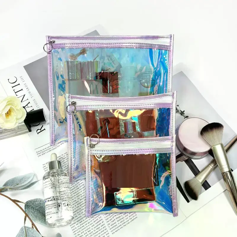Zipper PVC Organizer Pouch Transparent Anti-scratch Storage Holder for Passport Cards Coins Business Trip Use