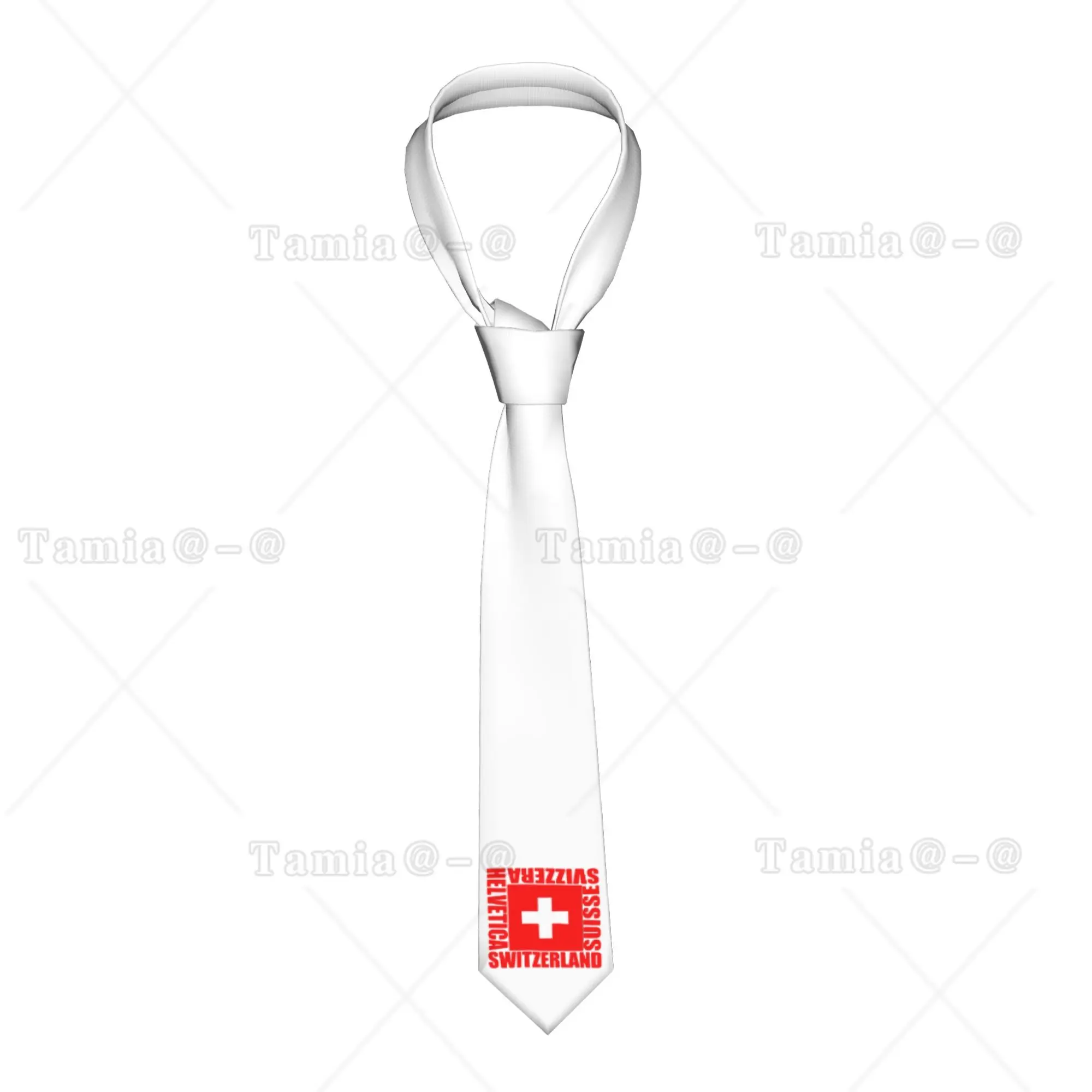 SWITZERLAND Flag Tie for Men Classic  Silk Wedding Necktie