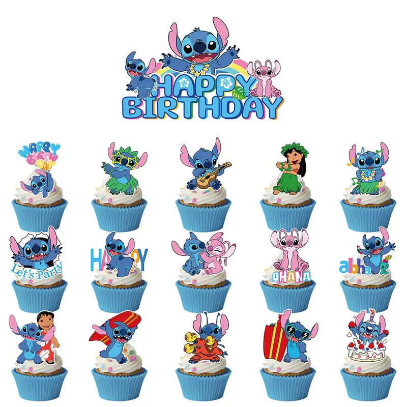 ท็อปเปอร์เค้กธีมสติทช์การ์ตูนน่ารัก ของตกแต่งปาร์ตี้สติทช์ ท็อปเปอร์เค้กสติทช์ ของขวัญวันเกิดเซอร์ไพรส์