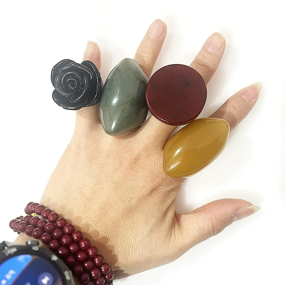 Retro Special-shaped Model Actor Catwalk Party Exaggerated Large Resin Ring Imitation Beeswax Rose Large Ring for Women