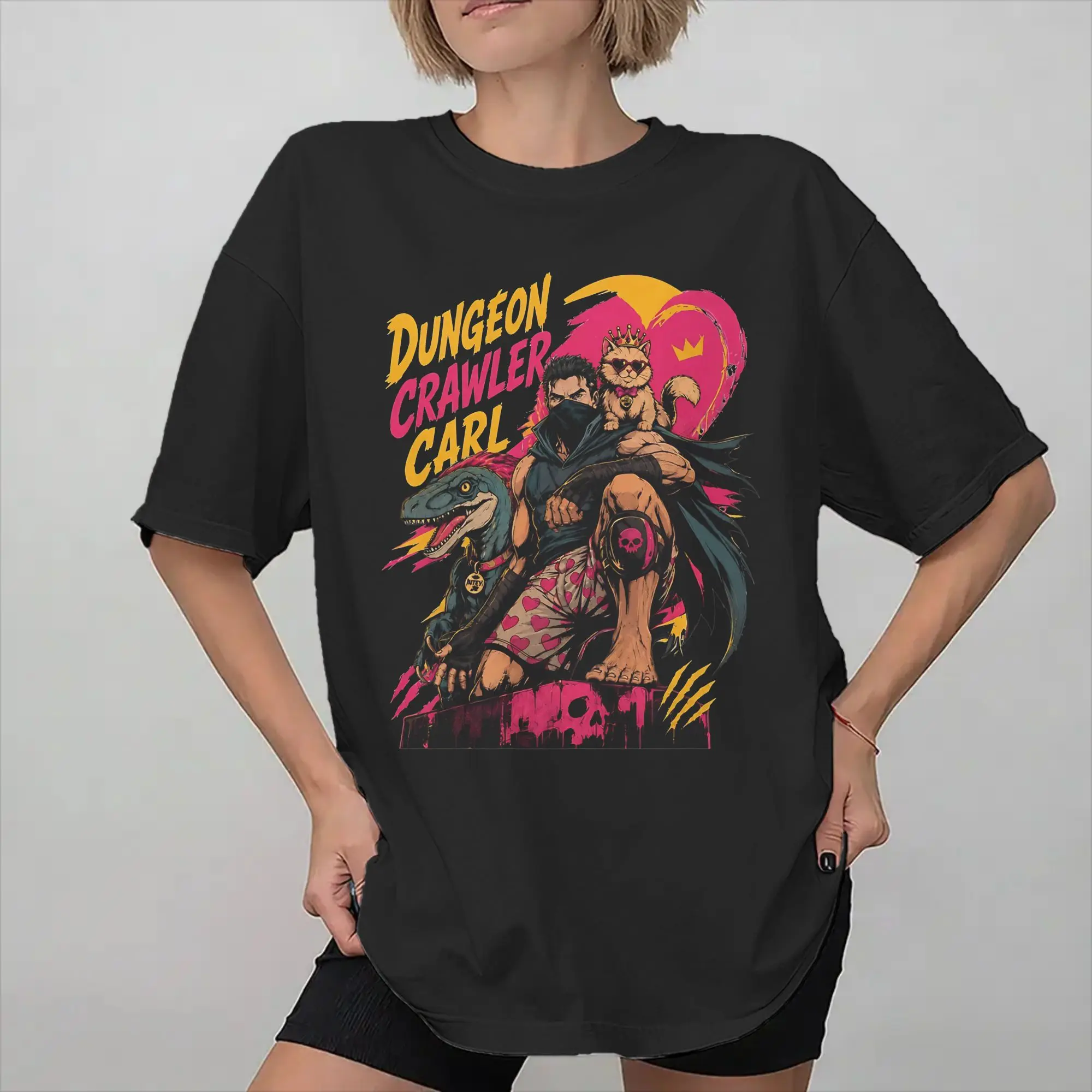 Men Women Graphic Printing Carl And The Princess Donut and Mongo Dungeon Crawler Carl   Tee T Shirt 100% Cotton  T-shirts