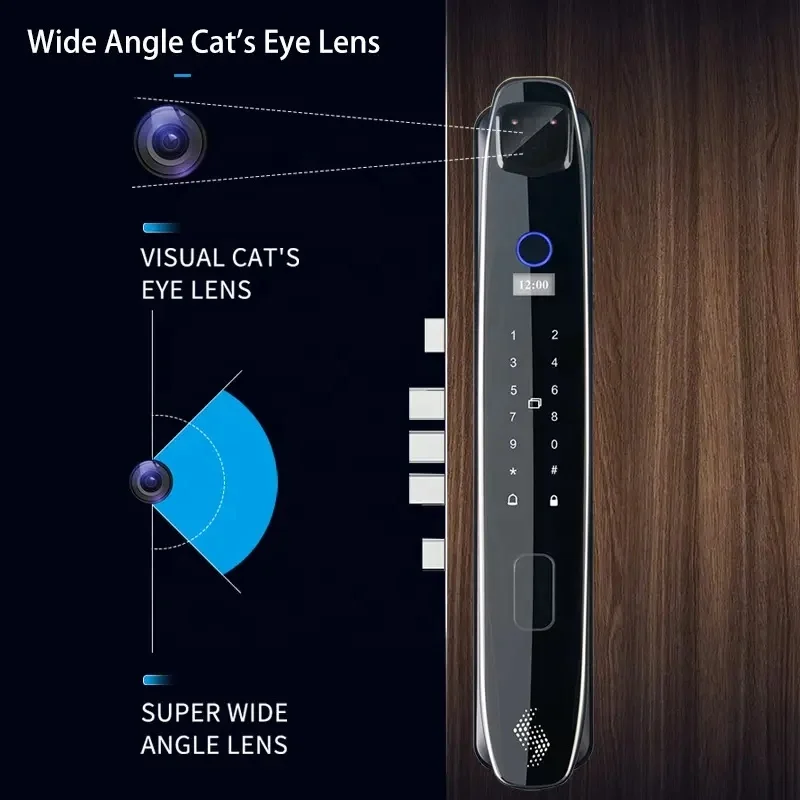 High Security  Fingerprint Recognition  Lock With Cat Eye Automatic Face Smart  Lock