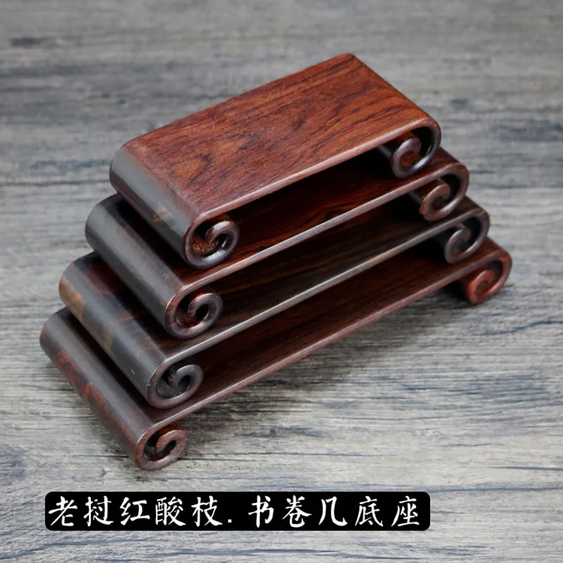 Wood Carved Crafts, Jade, Agate, Red Book, Volumesolid Wood Base