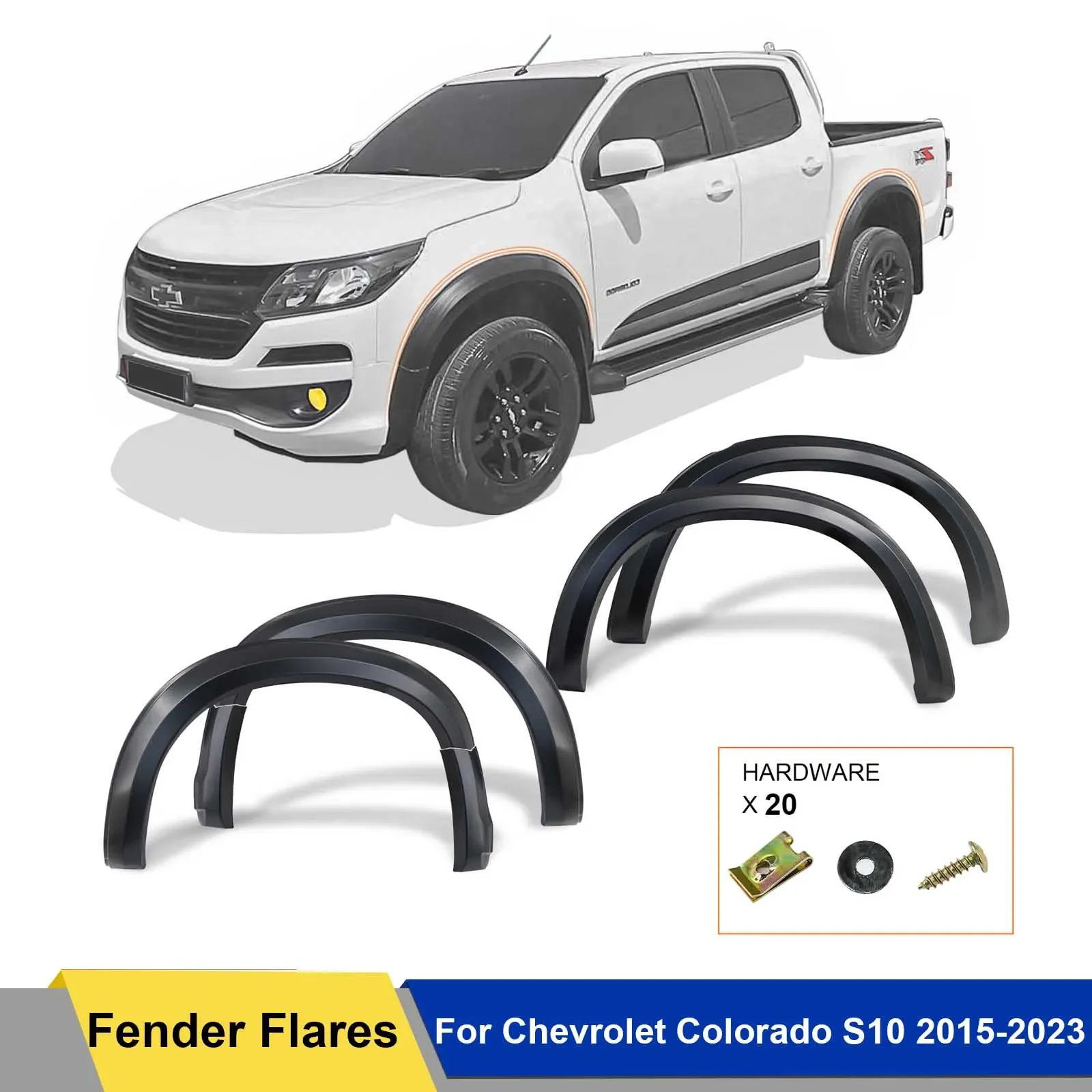 Fender Flares Wheel Arch Fit for Chevrolet Colorado S10 2015 -2021 Matte Black Not Fit for US and South Korean Versions