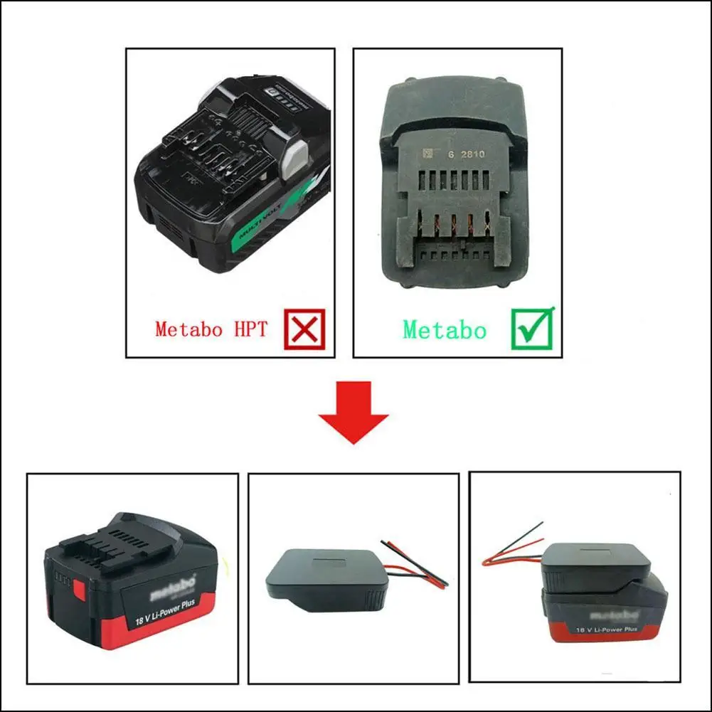 Adaptador de batería Compatible con Metabo, conector de alimentación de muelle de 18v adecuado para herramientas de 18v