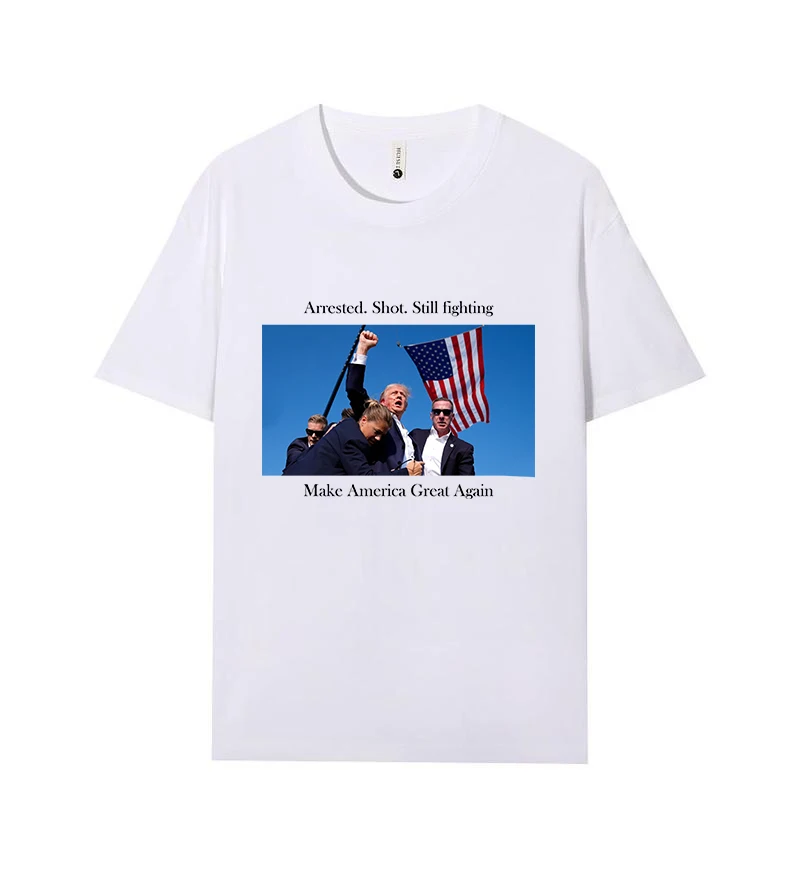 Camisetas blancas con estampado de Polarshe Trump para hombre, camisetas personalizadas de algodón, Tops de manga corta a la moda con tu logotipo