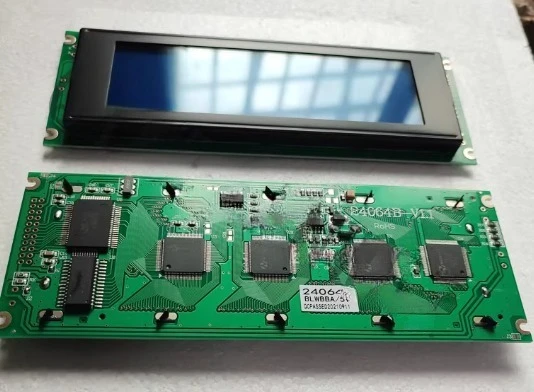 

Модуль графического дисплея LCD 24064B, монохромный ЖК-экран с матрицей 240*64, контроллер LCM, белый текст на синем фоне