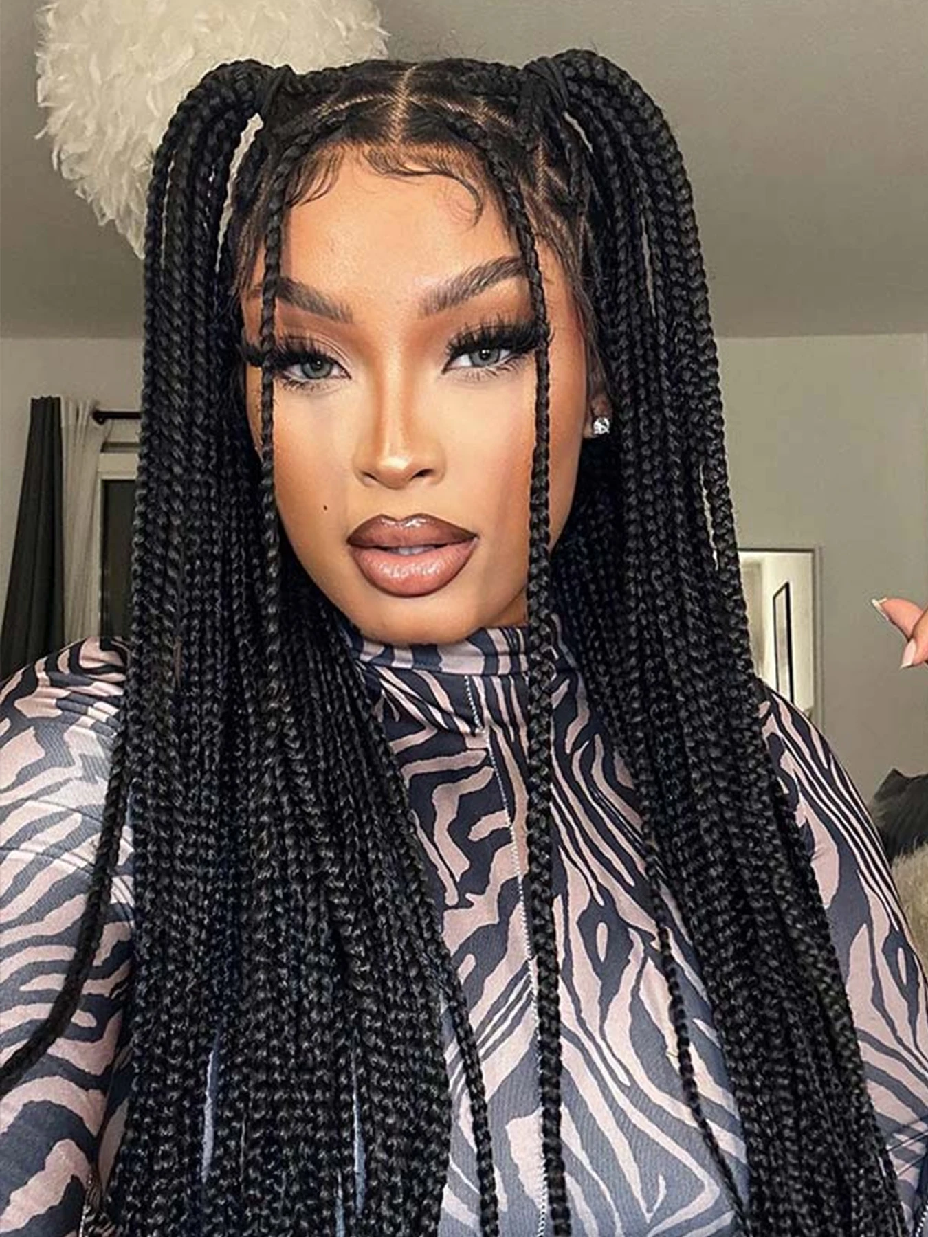 Synthetic Full Lace Wig Box Braided Wigs For Black Women Goddess Cornrow Braids Lace Front Wigs Braiding Wig 36Inch