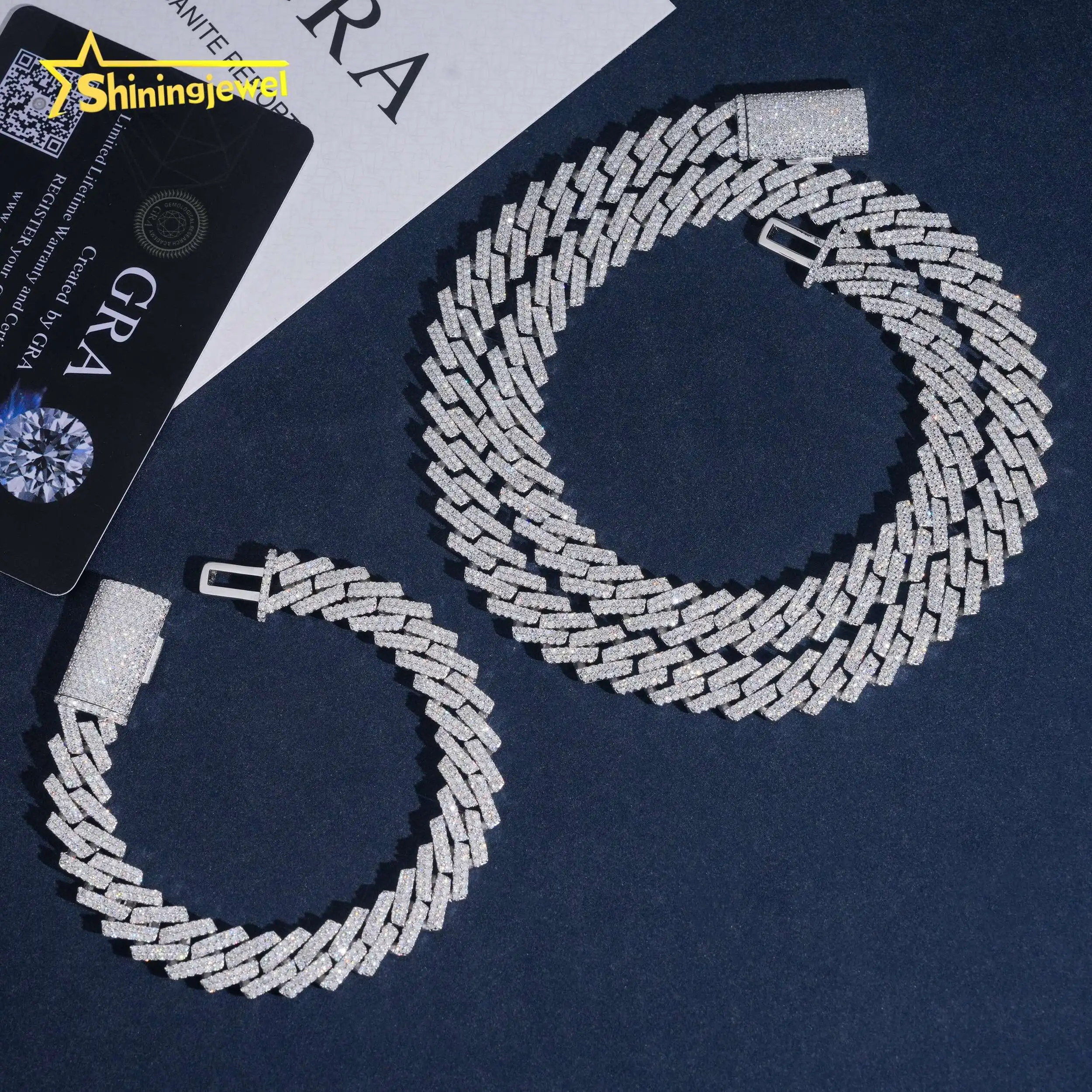 Classic 2 Rows Solid 925 Silver Cuban Chains Moissanite 10mm Hip Hop Jewelry Iced Out Cuban Link Chain Pass Tester...