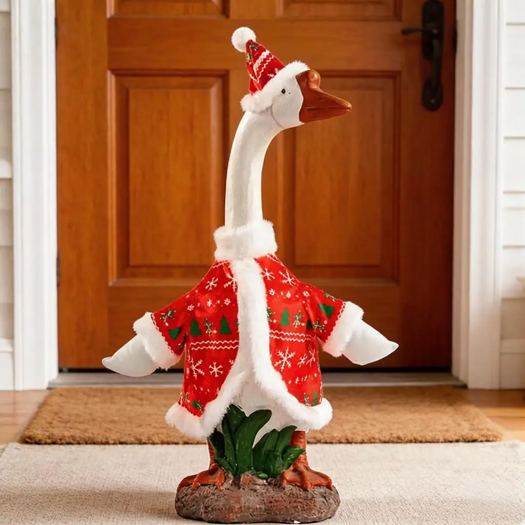 

Новогодний тематический комплект одежды для гусей: Изысканный красный наряд для гусей в стиле Family Porch Garden, праздничный костюм для гусей для создания атмосферы на газоне